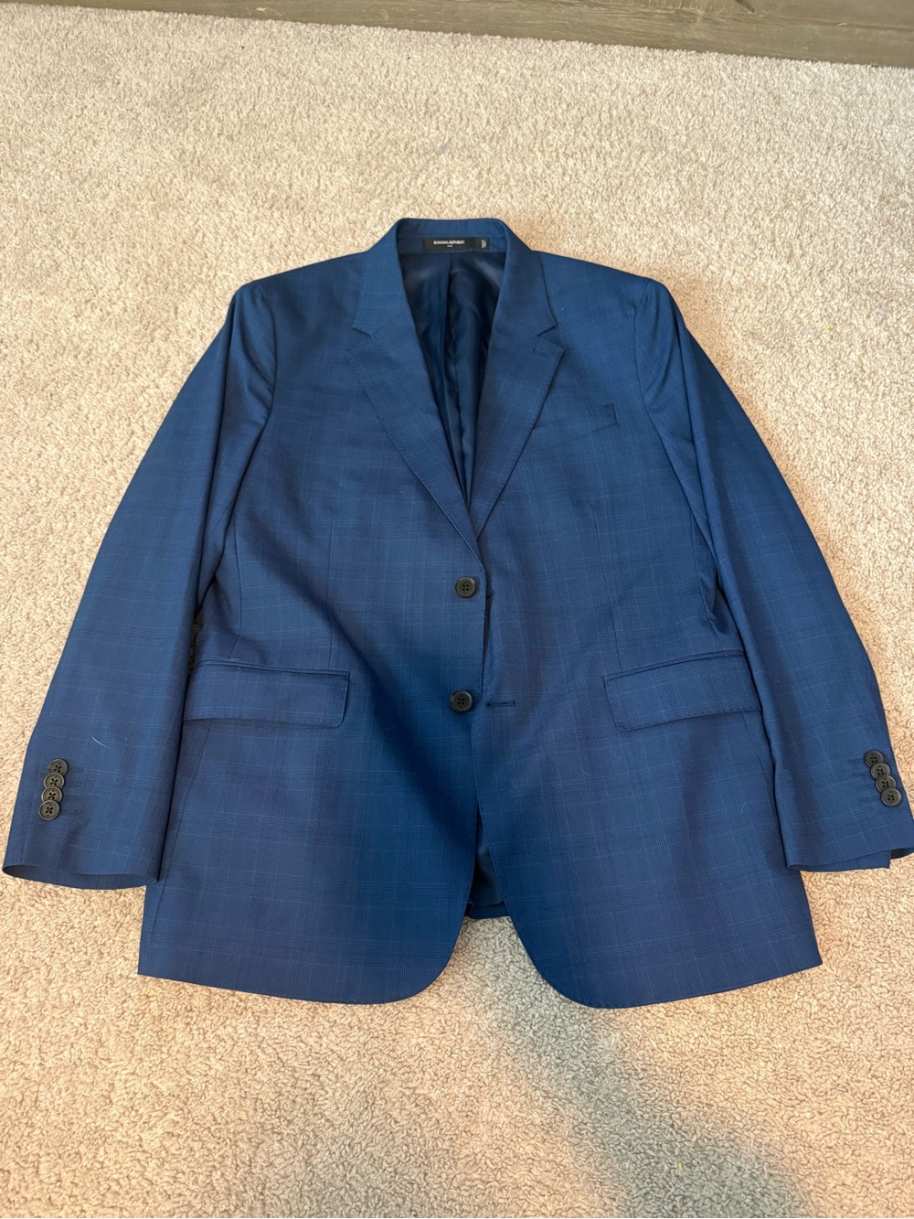 Banana Republic Men's Navy Blue Windowpane Suit Jacket